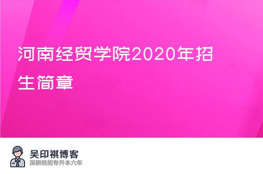 河南经贸学院2020年招生简章